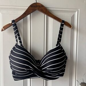Beach House Black and White Striped Wireless Bra